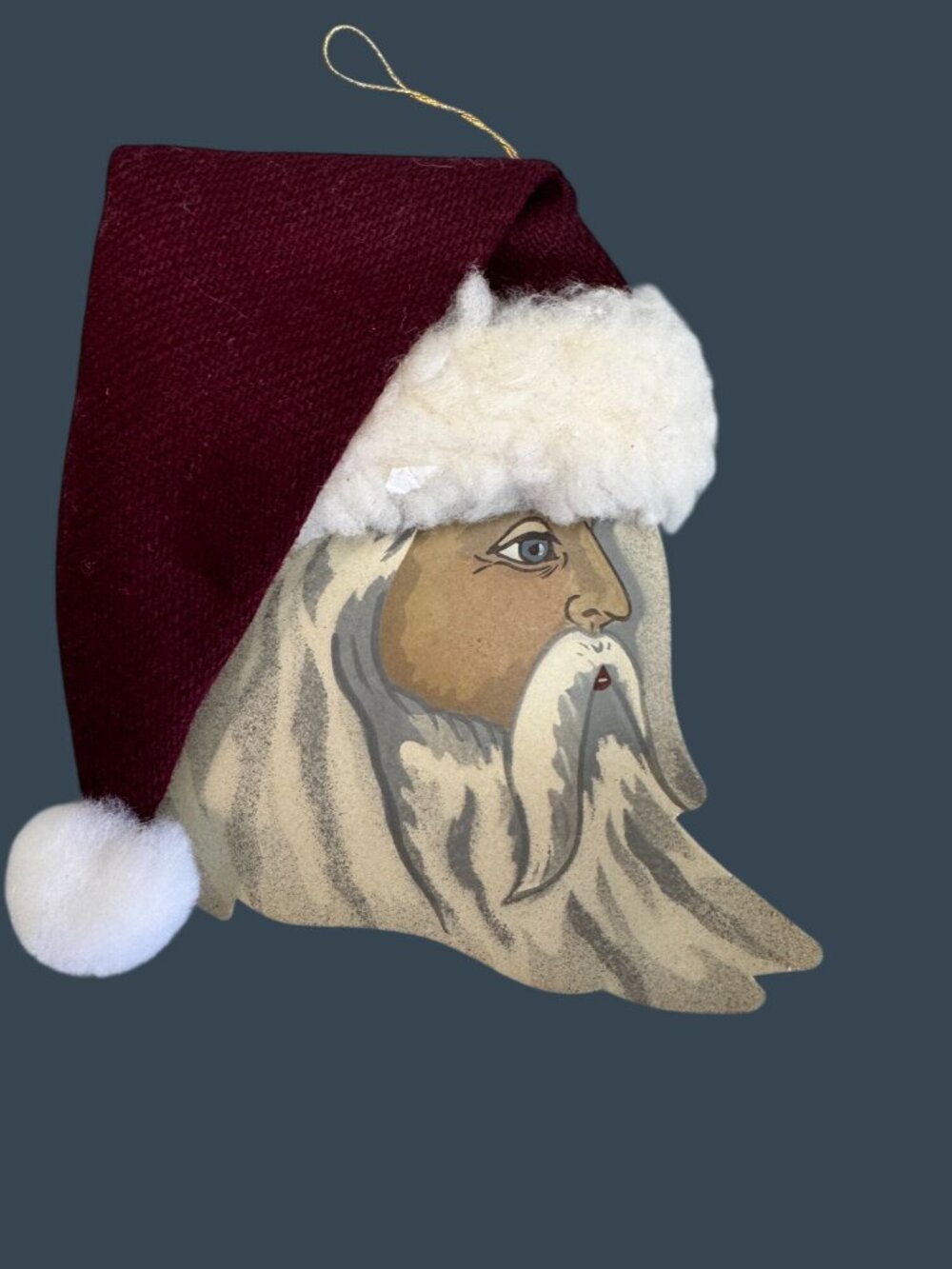 Signed Young 1996 Shadowdancer Santa Face Metal Ornament Felt Hat 5.5" - Picture 2 of 8